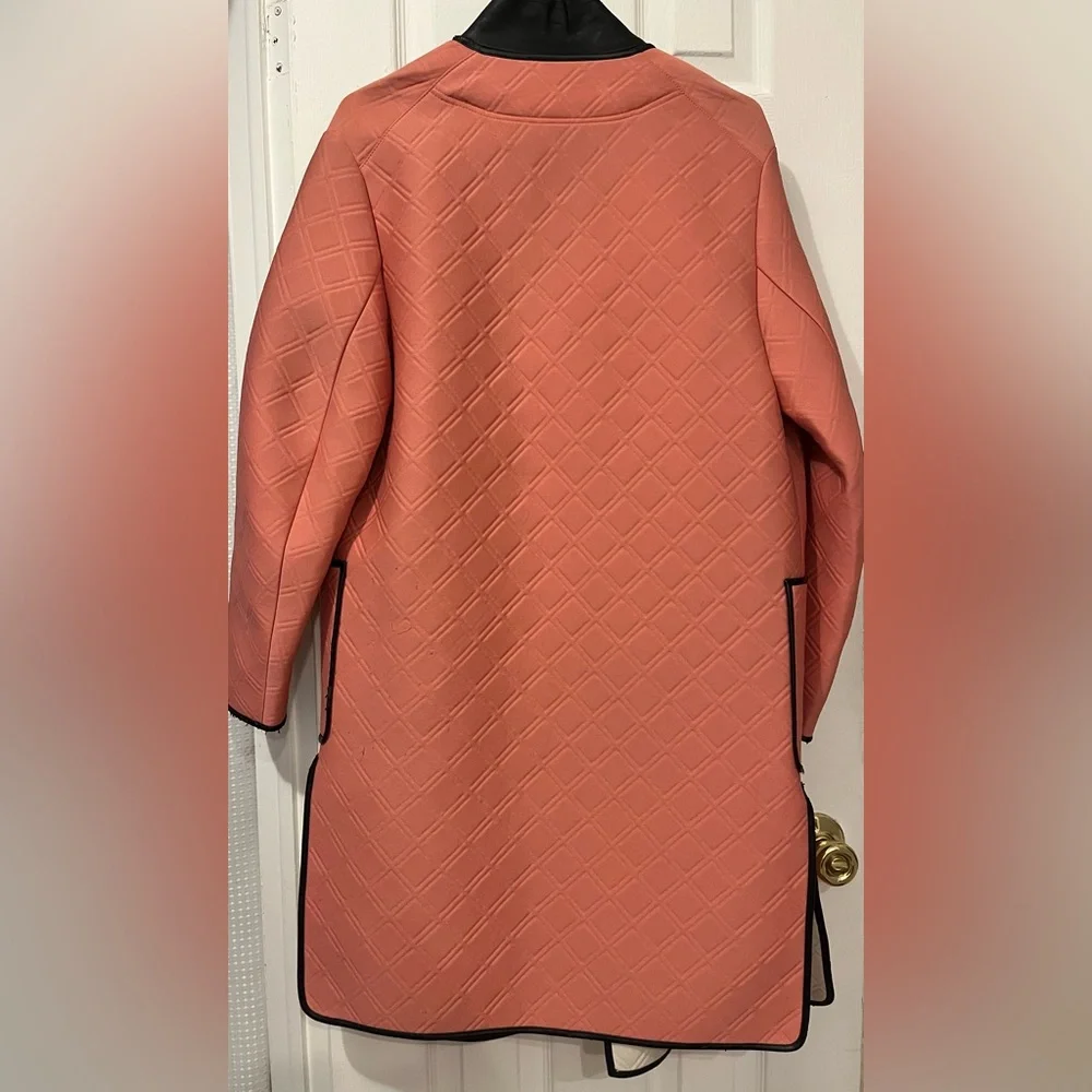 3.1 Phillip Lim Coral and Black Neoprene & Leather Coat - Picture 11 of 13